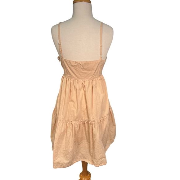 ASOS Design Womens Size 12 Cream Baby Doll Dress Side Zipper 100% Cotton - Picture 5 of 11